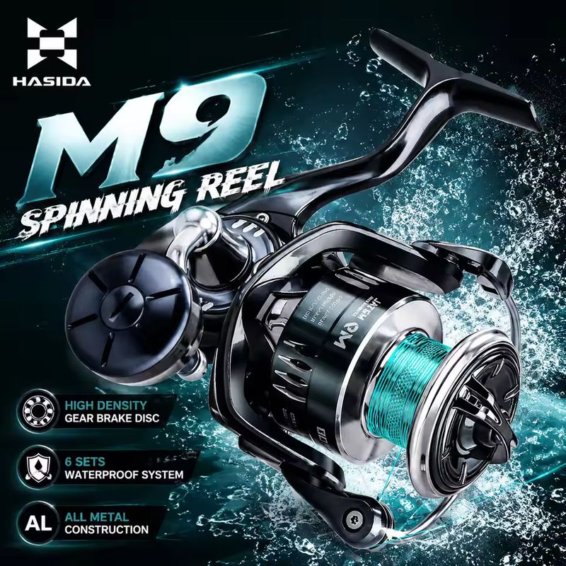 Trolling Reel - รอกสปินนิ่ง HASIDA M9 โลหะทั้งตัว ทนทานต่อน้ำเค็ม สำหรับตีไกล