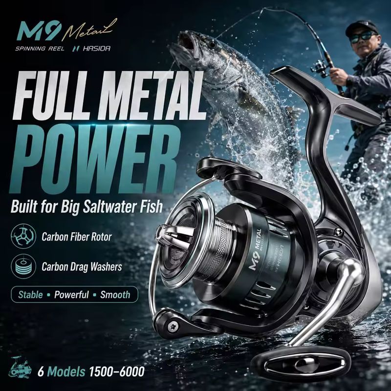 รอกสปินนิ่ง HASIDA M9 โลหะทั้ง - Trolling Reel บทวิจารณ์และราคา