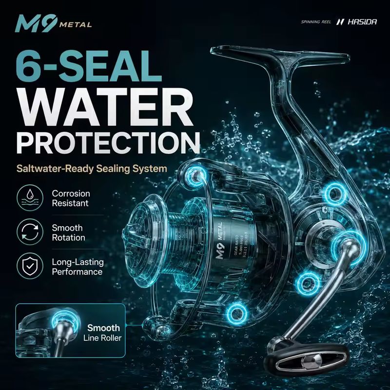 รอกสปินนิ่ง HASIDA M9 โลหะทั้ง - Trolling Reel บทวิจารณ์และราคา